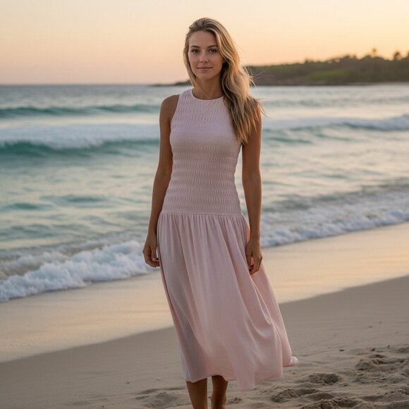 Universal Thread Womens Light Pink Sleeveless Smocked Bodice Maxi Dress Large - Picture 2 of 12